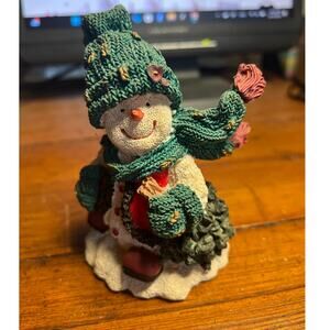 Holiday Style Christmas Snowman Figurine. 5" length. Textured Finish